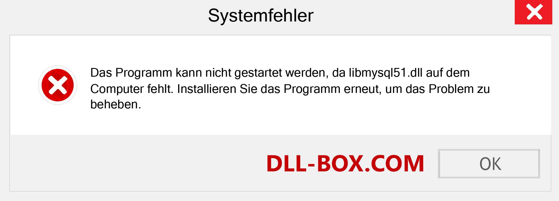 libmysql51.dll-Datei fehlt?. Download für Windows 7, 8, 10 - Fix libmysql51 dll Missing Error unter Windows, Fotos, Bildern